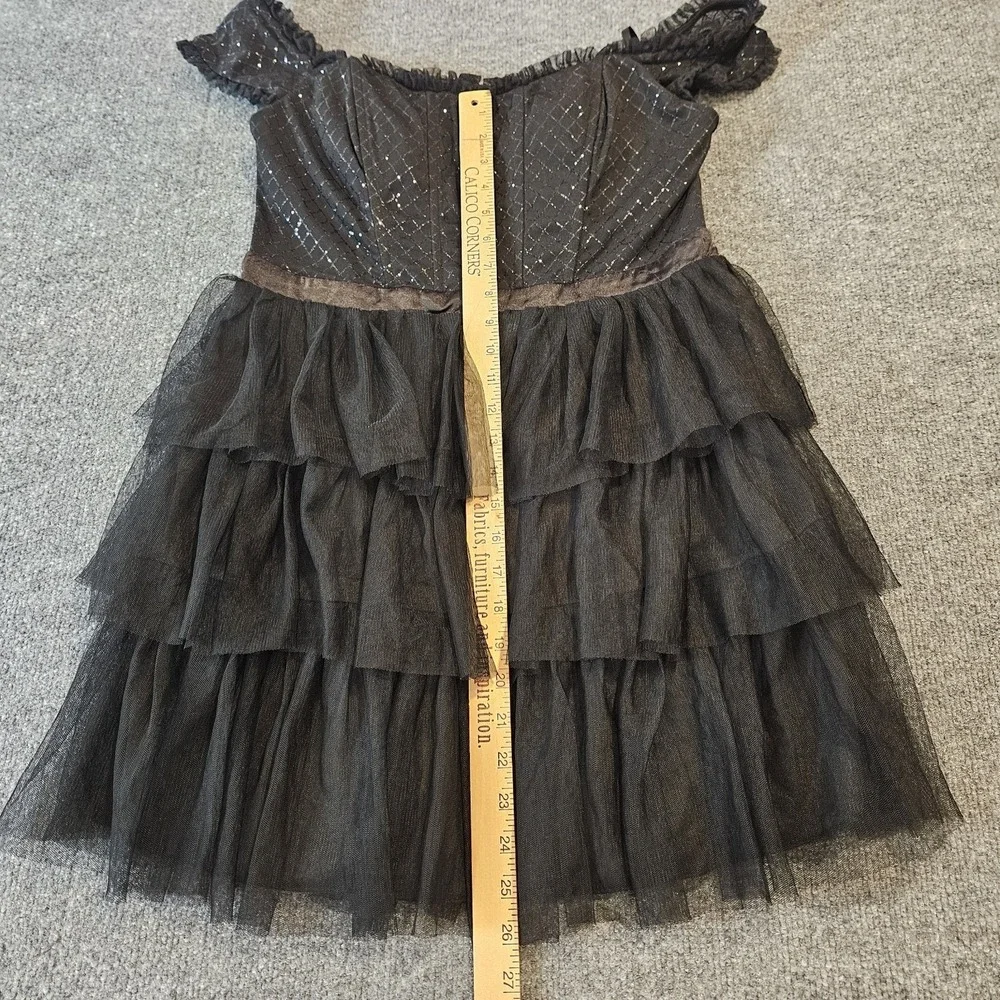 City Studio Fit &Flare Mini Dress Black Size 13 Corset Tiered Ruffle Skirt Fairy